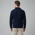 Cardigan Misto Lana Trecce Collo Sciallato Uomo