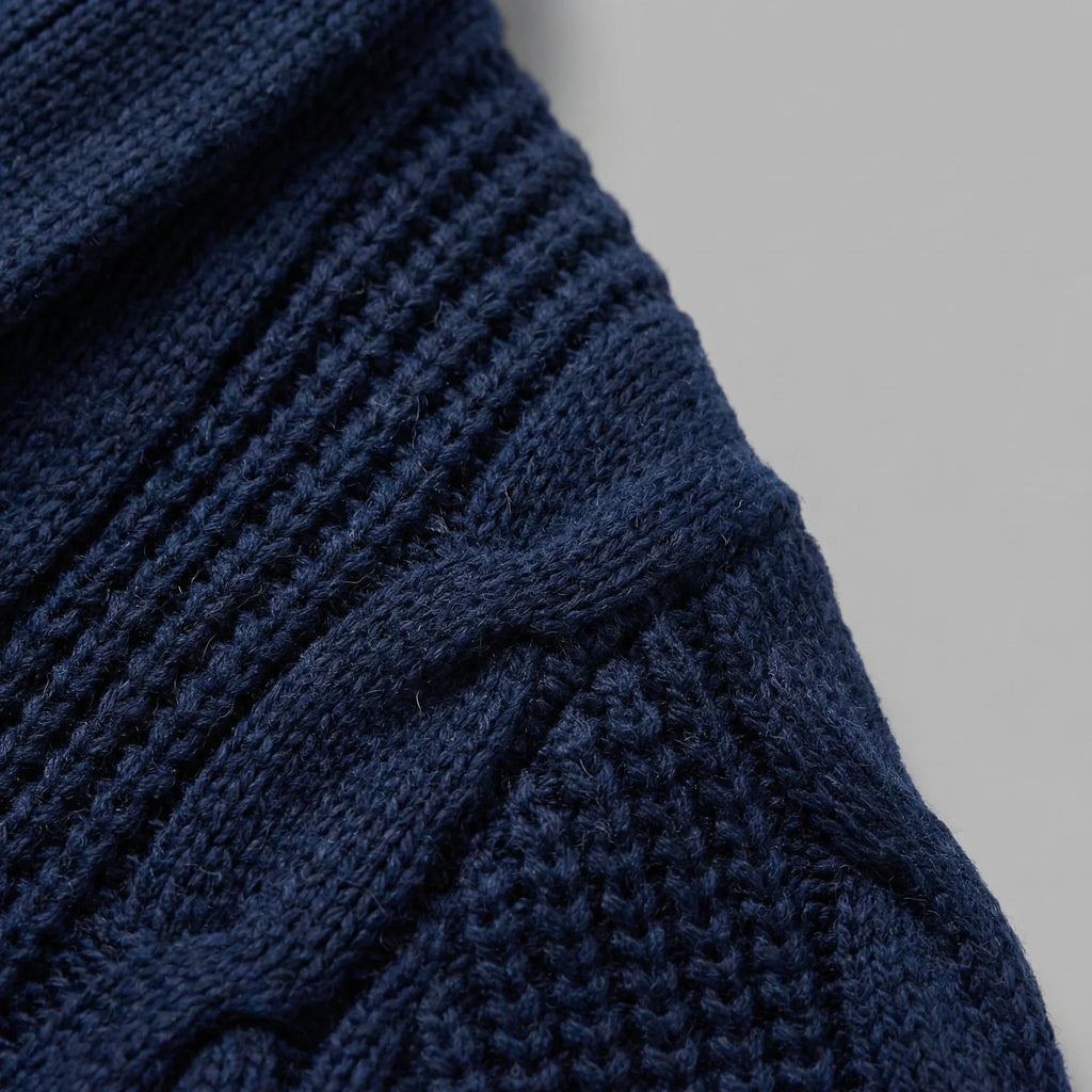 Cardigan Misto Lana Trecce Collo Sciallato Uomo