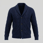 Cardigan Misto Lana Trecce Collo Sciallato Uomo