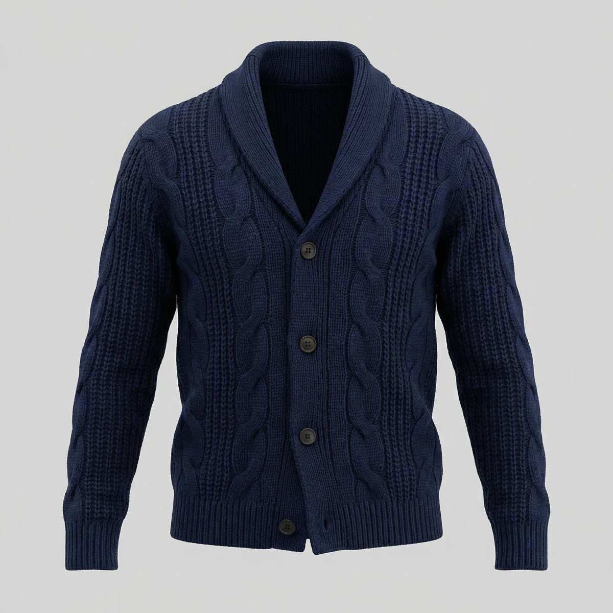 Cardigan Misto Lana Trecce Collo Sciallato Uomo
