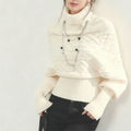 Dolcevita A Trecce Maniche A Pipistrello Donna Beige