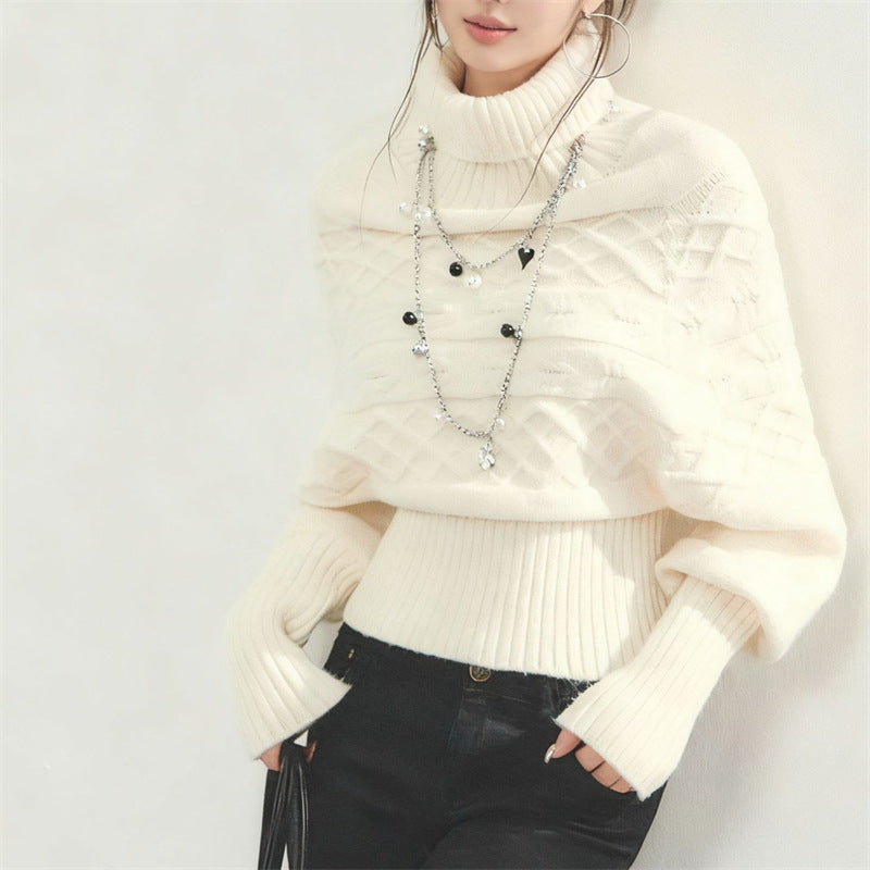 Dolcevita A Trecce Maniche A Pipistrello Donna Beige