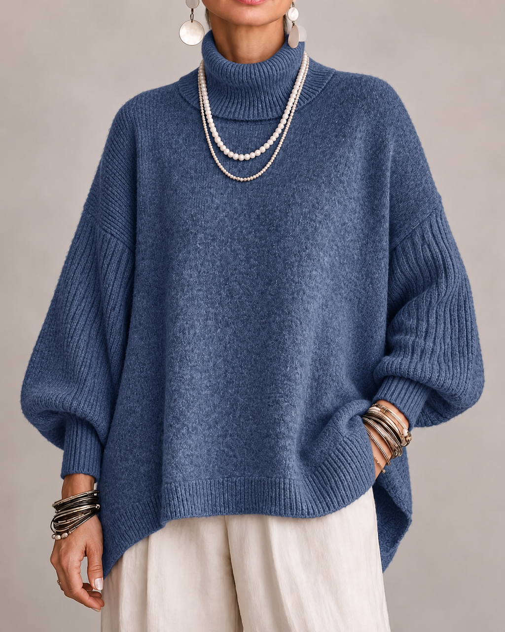 Dolcevita Maglia Morbida Donna Blu navy