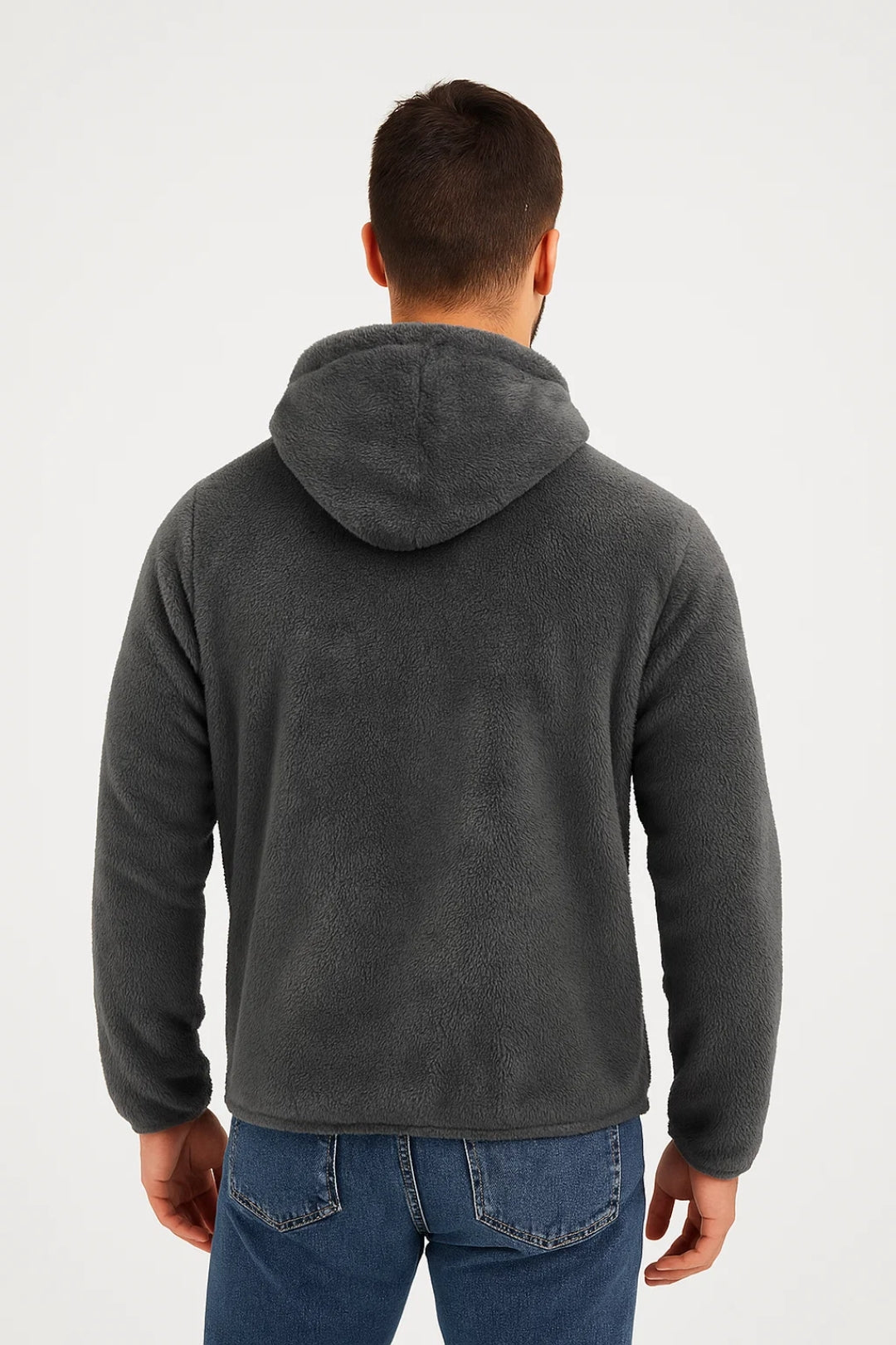 Felpa Teddy Con Cappuccio E Zip Uomo