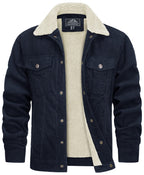 Giacca Effetto Velluto Foderata Teddy Uomo Blu scuro
