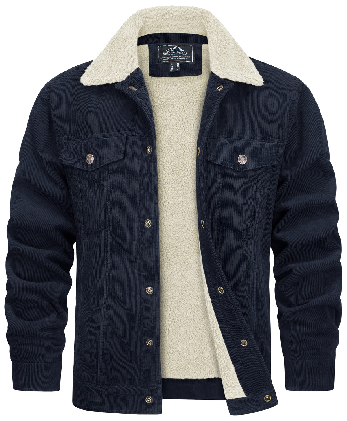 Giacca Effetto Velluto Foderata Teddy Uomo Blu scuro