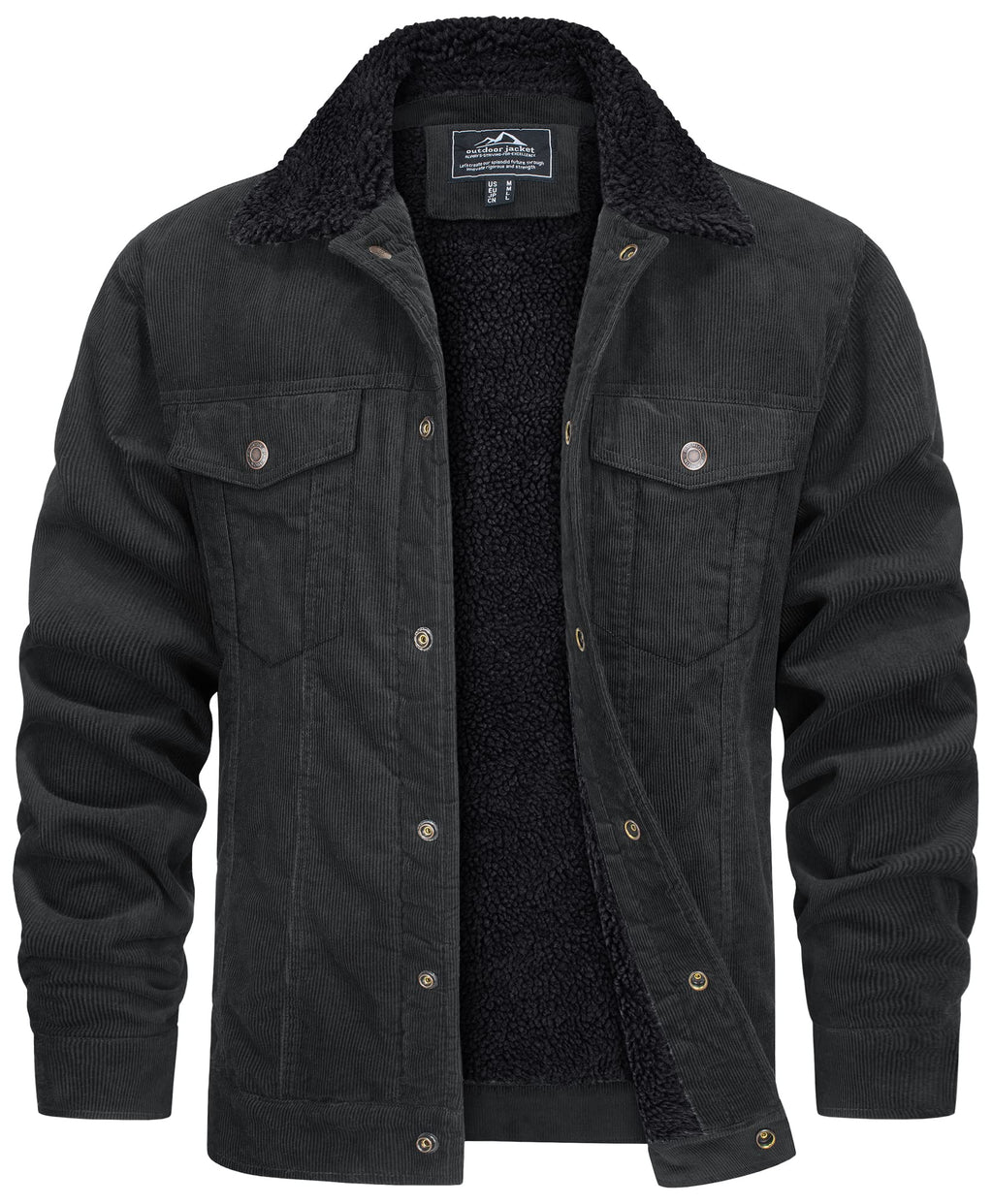 Giacca Effetto Velluto Foderata Teddy Uomo Grigio scuro