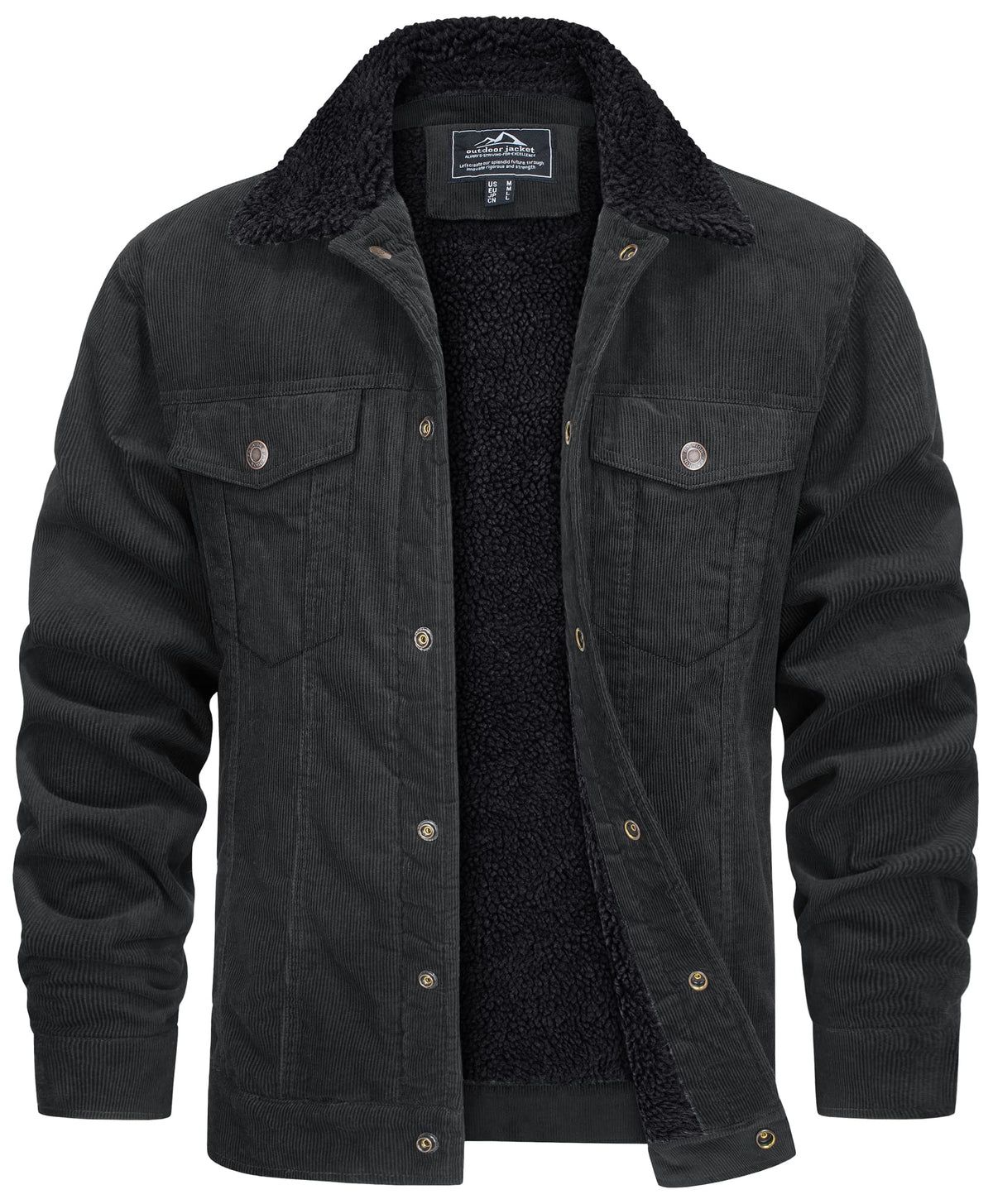 Giacca Effetto Velluto Foderata Teddy Uomo Grigio scuro