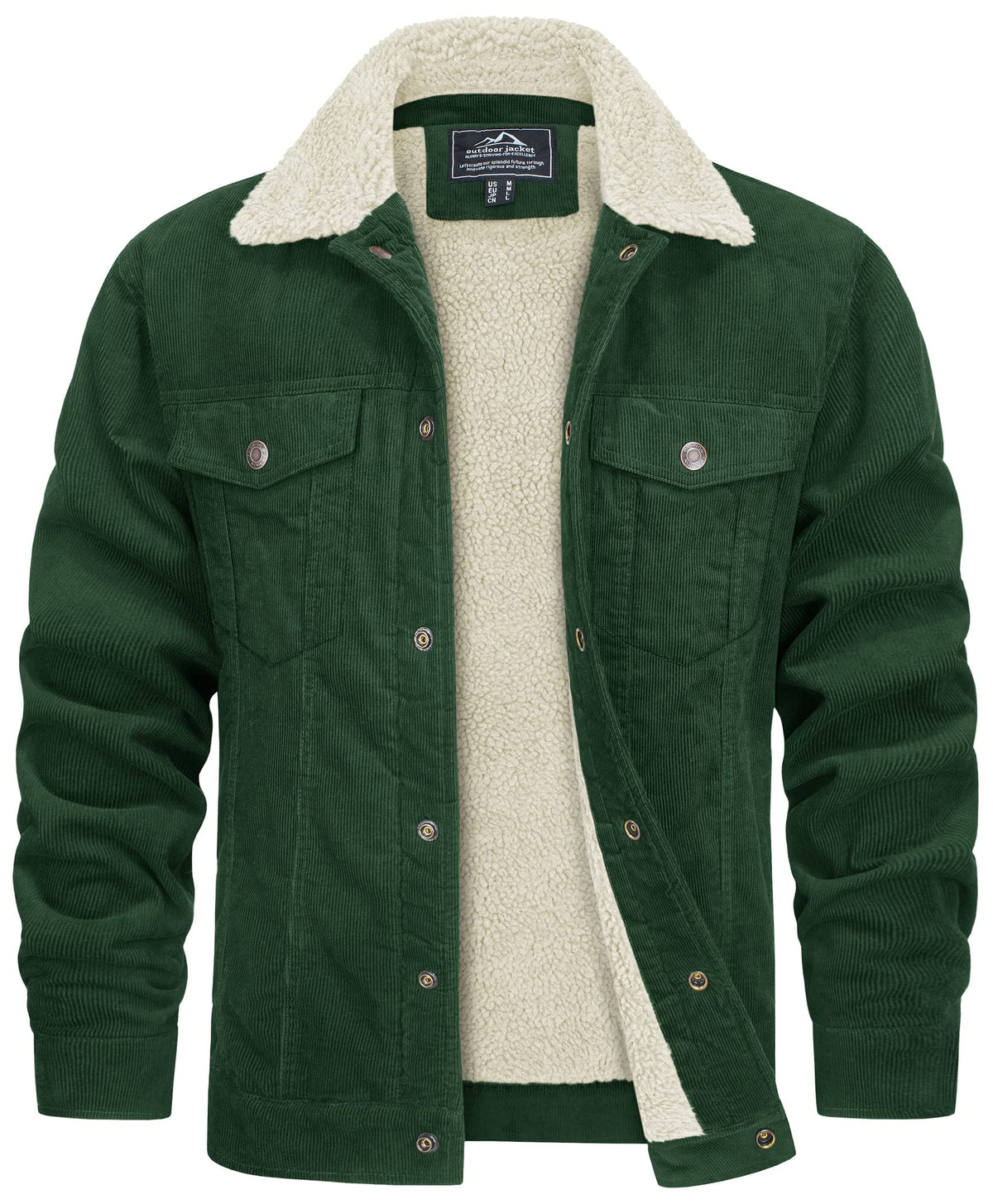 Giacca Effetto Velluto Foderata Teddy Uomo Verde