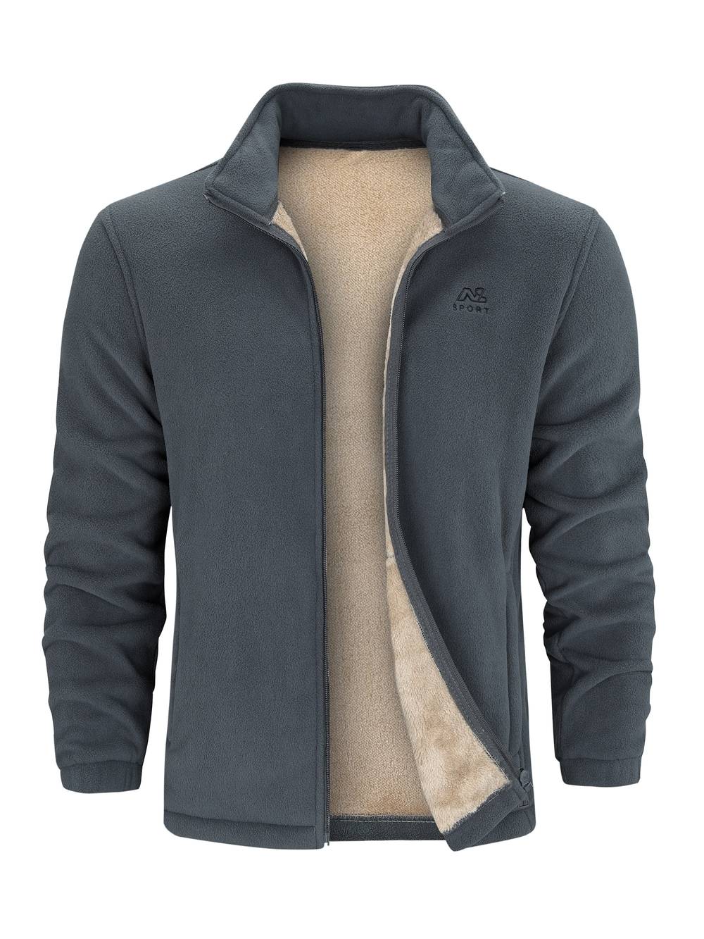 Giacca In Pile Zip Intera Uomo Grigio