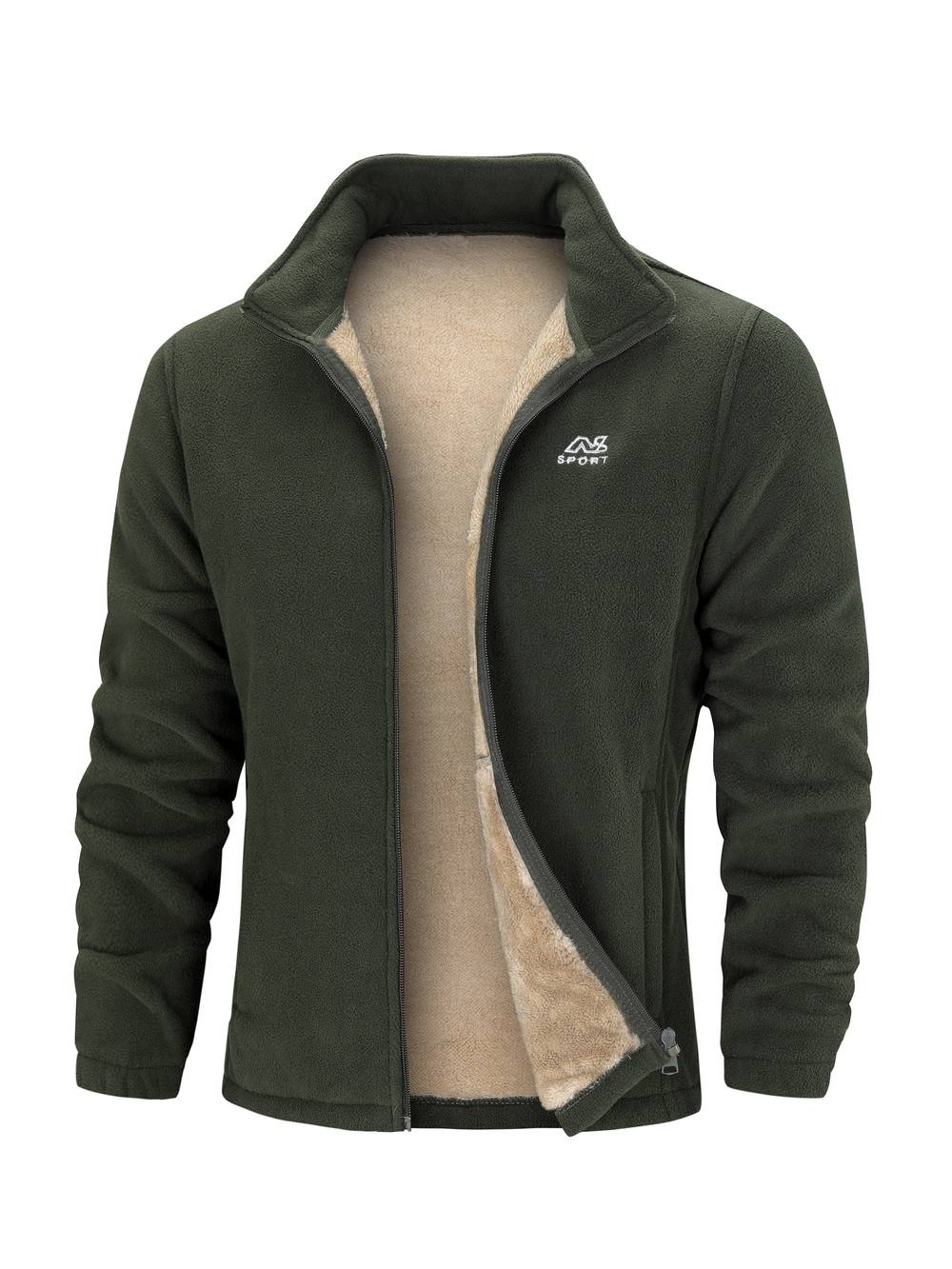 Giacca In Pile Zip Intera Uomo Verde