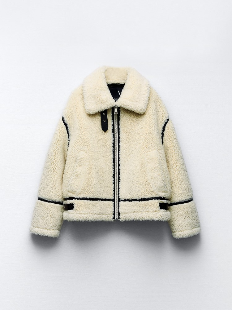 Giacca Teddy Corta Donna Bianco