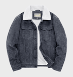 Giacca Trucker Velluto Foderata Sherpa Uomo Grigio