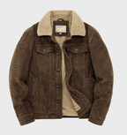 Giacca Trucker Velluto Foderata Sherpa Uomo Marrone scuro