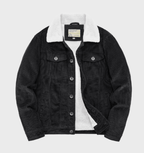 Giacca Trucker Velluto Foderata Sherpa Uomo Nero