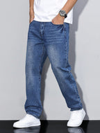 Jeans Dritti Casual Uomo Blu navy