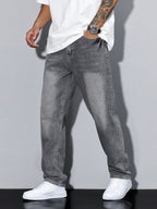 Jeans Dritti Casual Uomo Grigio