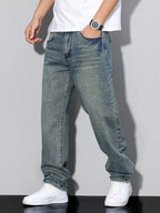 Jeans Dritti Casual Uomo Grigio chiaro