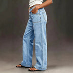 Jeans Dritti Larghi Lavaggio Chiaro Donna