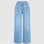 Jeans Dritti Larghi Lavaggio Chiaro Donna