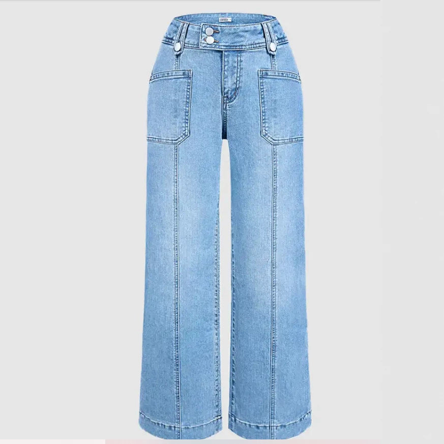 Jeans Dritti Larghi Lavaggio Chiaro Donna