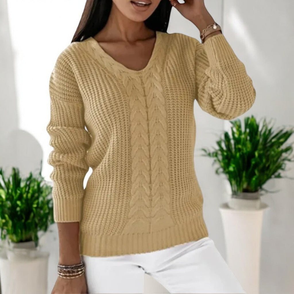 Maglione Ampio Maniche Lunghe Donna Beige