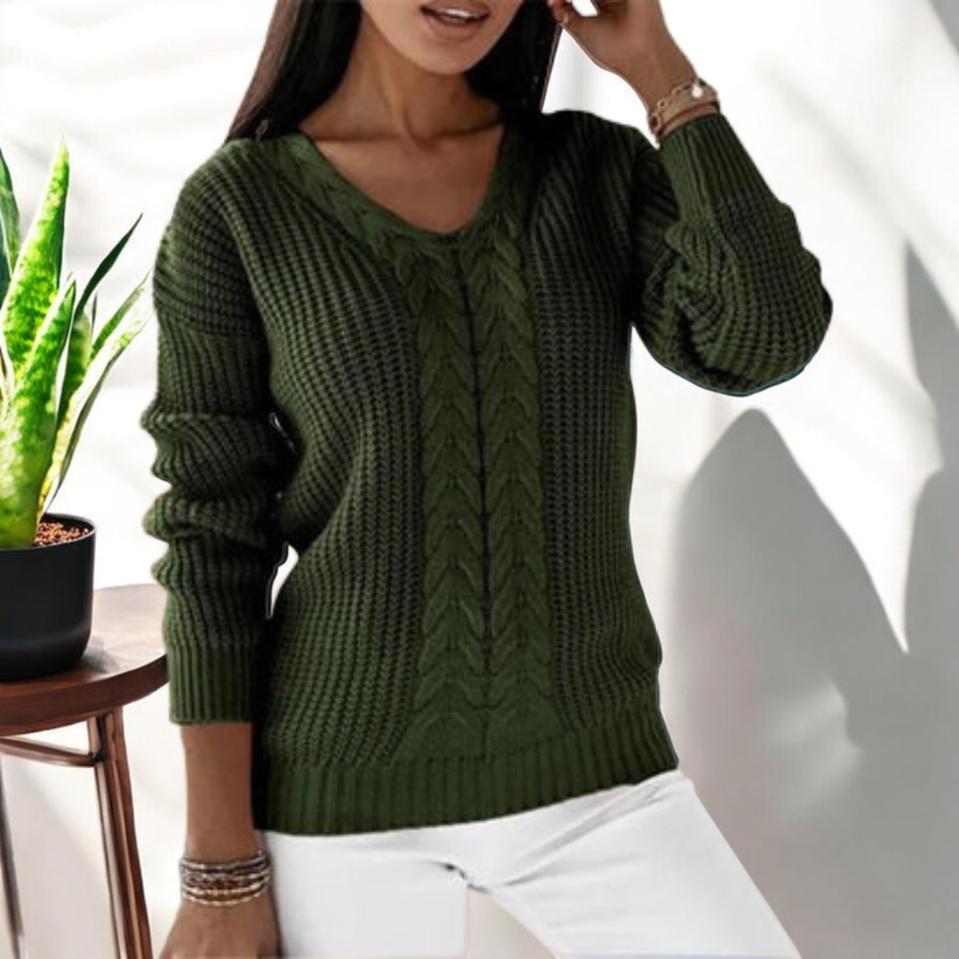 Maglione Ampio Maniche Lunghe Donna Verde oliva