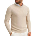 Maglione Girocollo A Trecce Uomo Beige