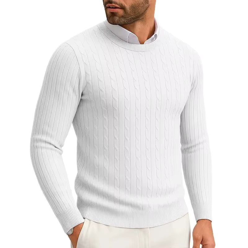 Maglione Girocollo A Trecce Uomo Bianco