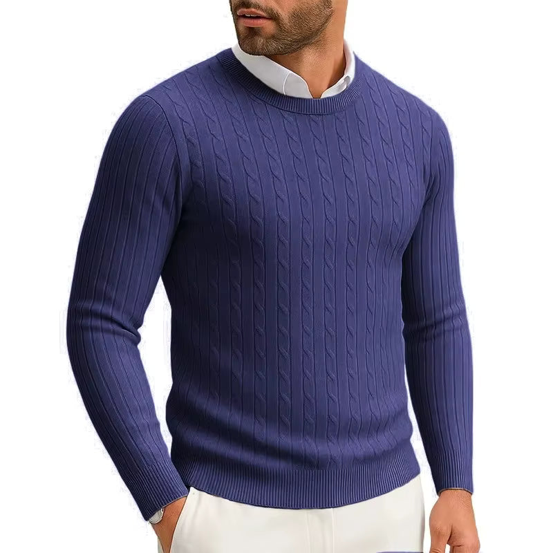 Maglione Girocollo A Trecce Uomo Blu navy
