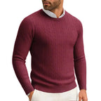 Maglione Girocollo A Trecce Uomo Bordeaux