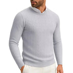 Maglione Girocollo A Trecce Uomo Grigio chiaro