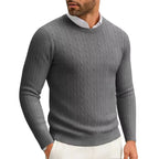 Maglione Girocollo A Trecce Uomo Grigio scuro