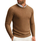 Maglione Girocollo A Trecce Uomo Marrone