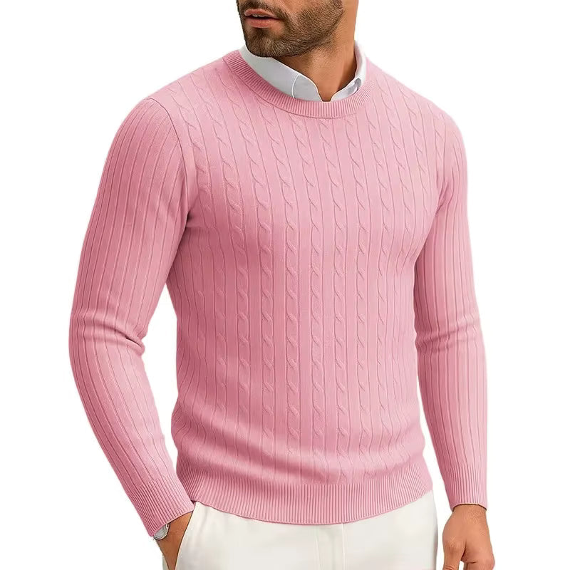 Maglione Girocollo A Trecce Uomo Rosa