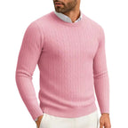 Maglione Girocollo A Trecce Uomo Rosa