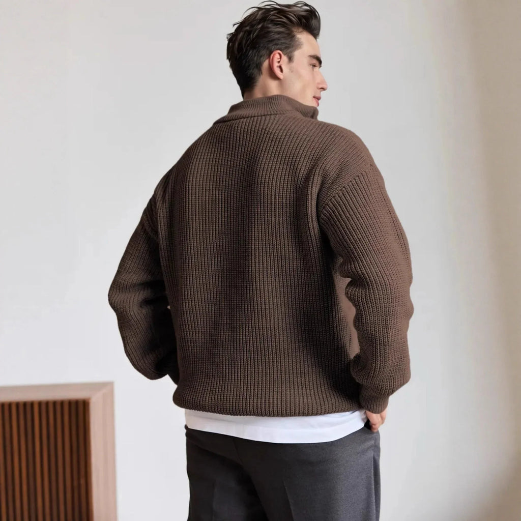 Maglione Mezza Zip Maglia Pesante Uomo