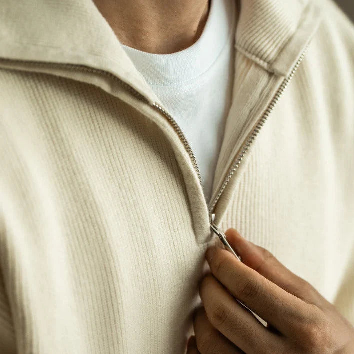 Maglione Mezza Zip Maglia Pesante Uomo Kaki