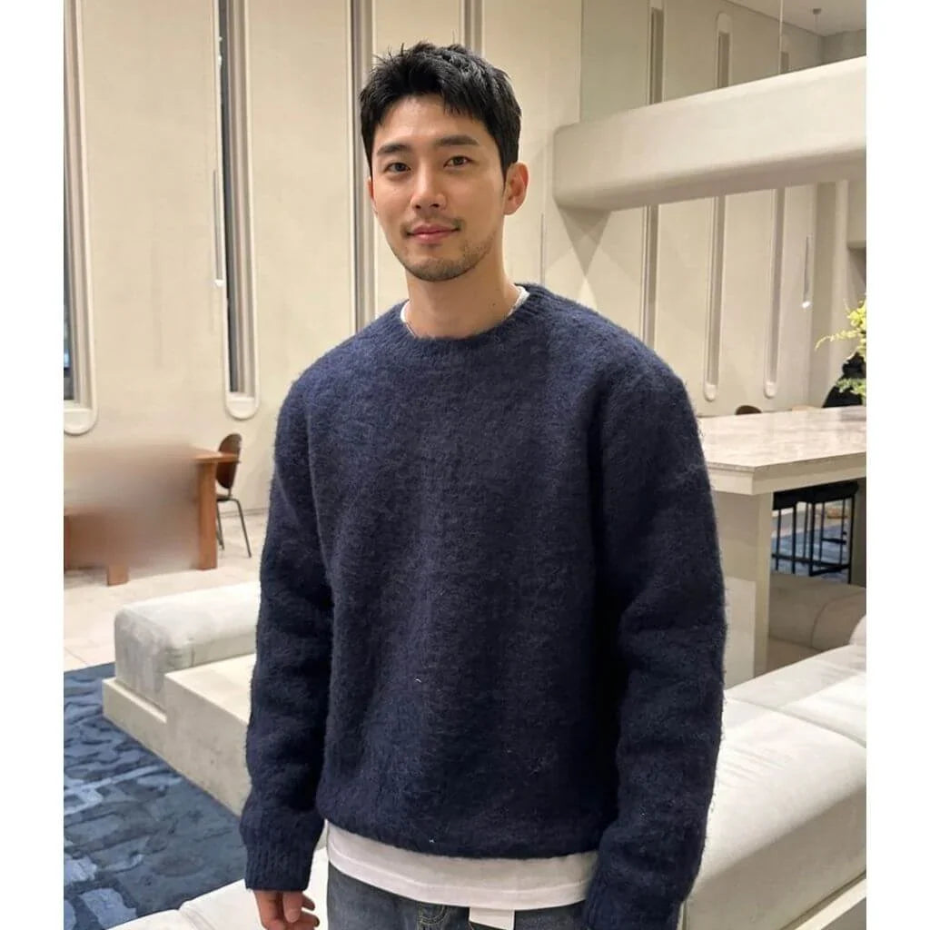 Maglione Misto Lana Maglia Lavorata Uomo