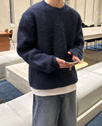 Maglione Misto Lana Maglia Lavorata Uomo