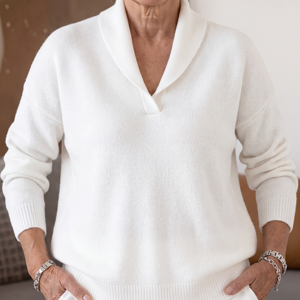 Maglione Scollo A V Donna Bianco