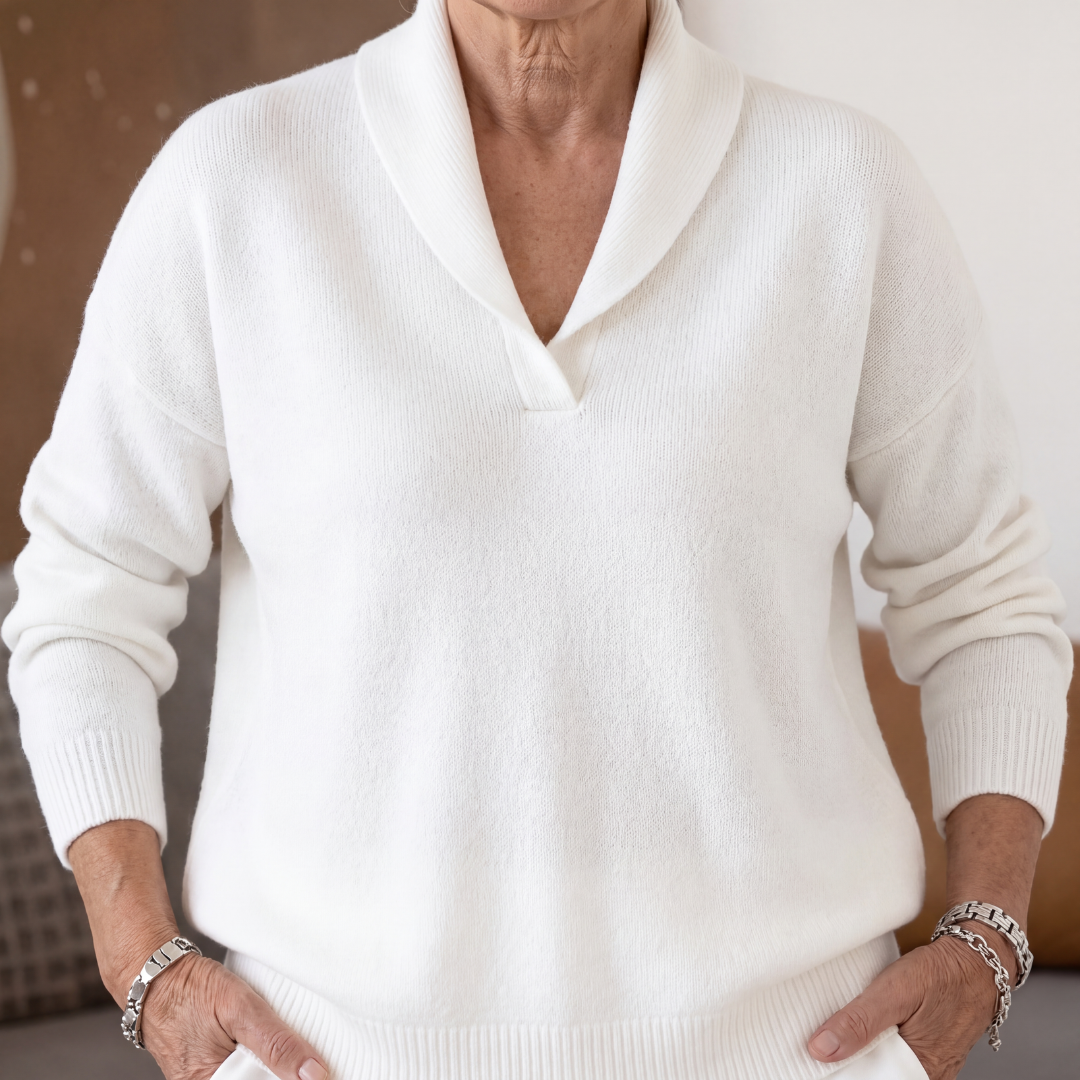 Maglione Scollo A V Donna Bianco