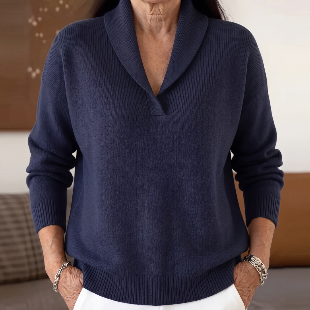 Maglione Scollo A V Donna Blu
