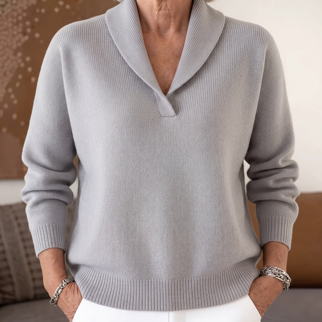 Maglione Scollo A V Donna Grigio
