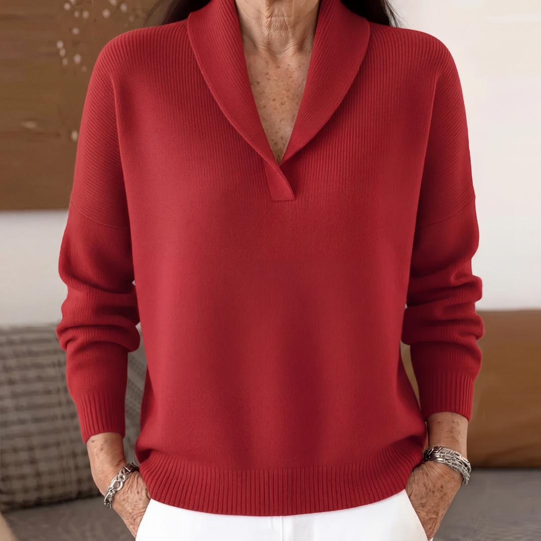 Maglione Scollo A V Donna Rosso