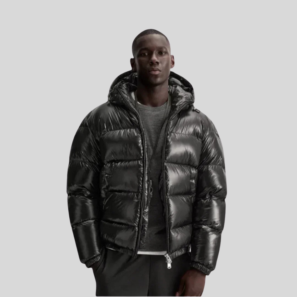 Piumino Trapuntato Collo Alto Uomo Nero