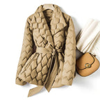 Piumino Trapuntato Con Cintura Donna Beige