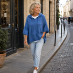 Poncho In Maglia Con Cappuccio Donna