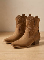 Stivaletti Western Ricamati Donna Marrone chiaro