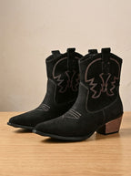 Stivaletti Western Ricamati Donna Nero